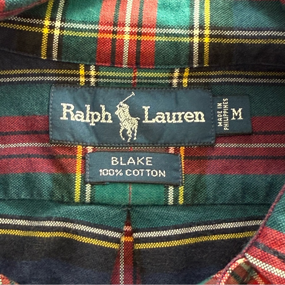 Vintage (1990s?) Ralph Lauren Blake plaid 100% cotton button up shirt sz Medium - Picture 2 of 12